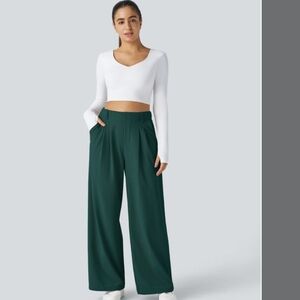 Halara Flex Waffle Knit Wide Leg Side Pocket Work Pants L